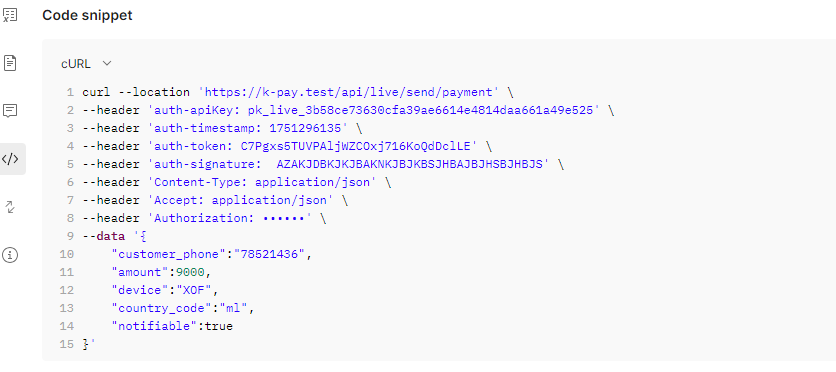 Snippet API Checkout